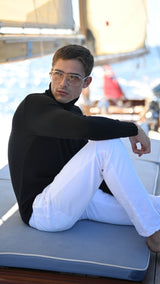 Philippe sweater : black merino-wool rollneck
