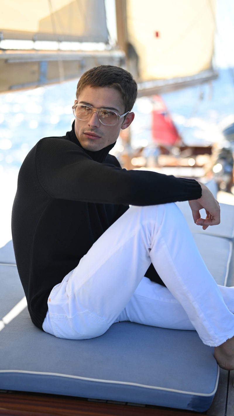 Philippe sweater : black merino-wool rollneck