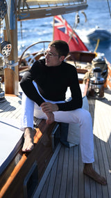 Philippe sweater : black merino-wool rollneck
