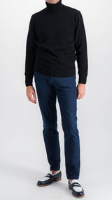 Philippe sweater : black merino-wool rollneck