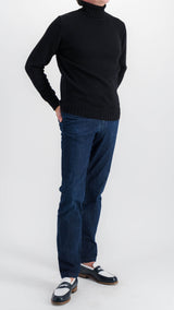 Philippe sweater : black merino-wool rollneck