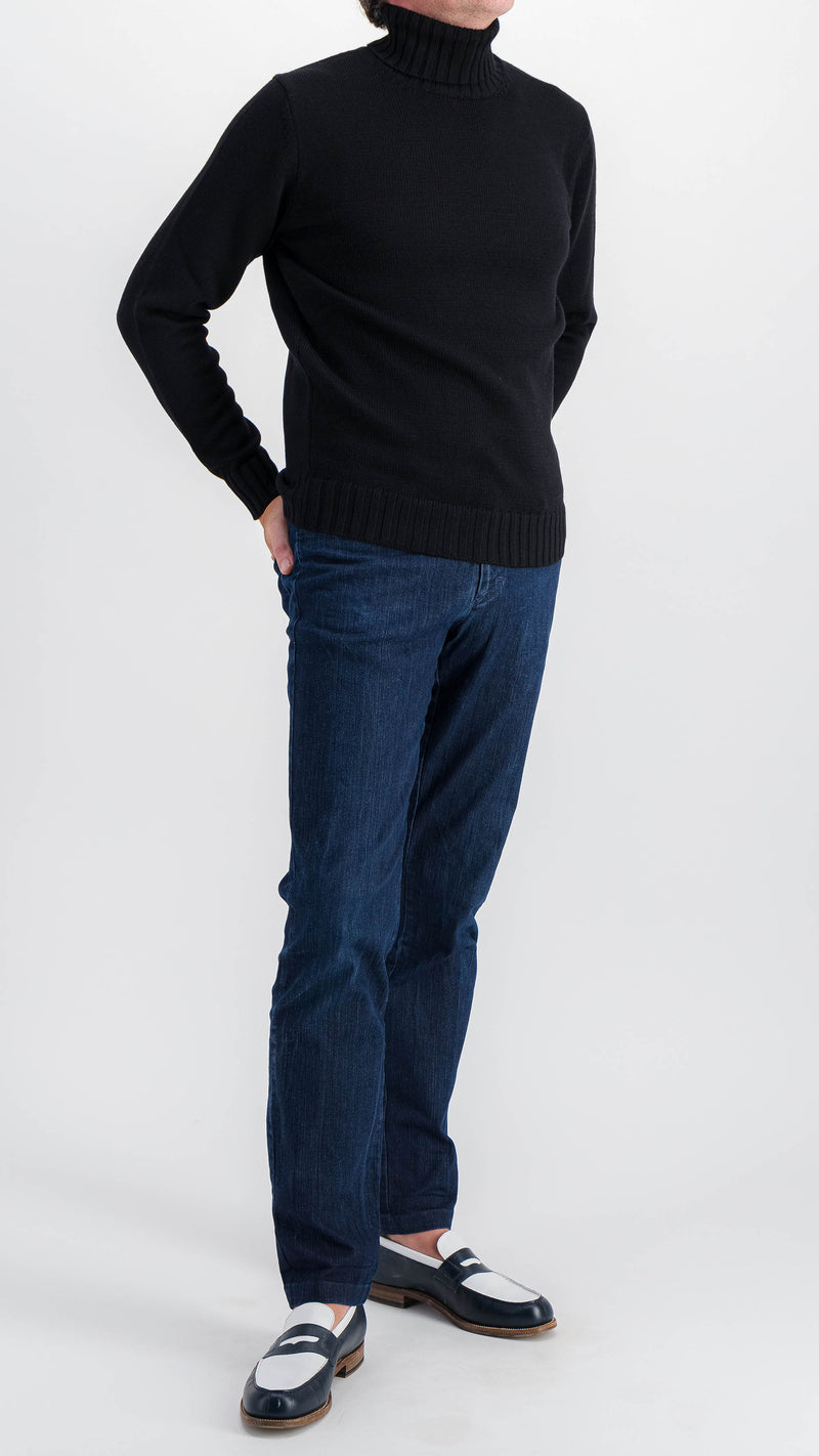 Philippe sweater : black merino-wool rollneck