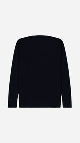 Pull col V profond Diego en laine mérinos bleu marine Le Minor X Gabriel - Vue  dos - Collection Giacometti 2026 - Maison Gabriel Paris