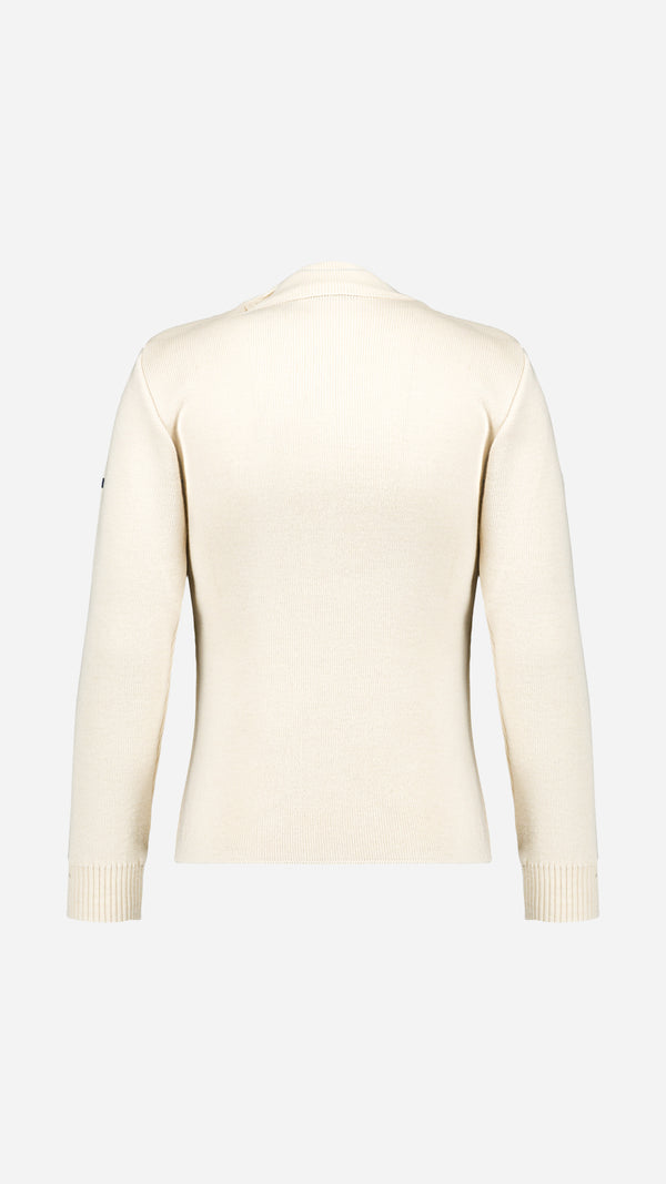 Pull marin Erwann en laine blanc cassé LE MINOR - Vue ghost dos - Collection Automne Hiver 2025 - Maison Gabriel Paris