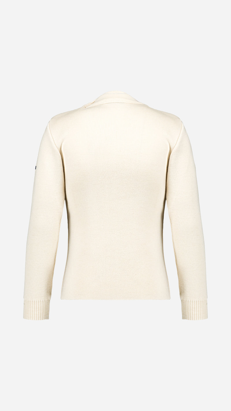 Pull marin Erwann en laine blanc cassé LE MINOR - Vue ghost dos - Collection Automne Hiver 2025 - Maison Gabriel Paris