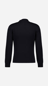 Pull marin Erwann en laine bleu nuit LE MINOR - Vue ghost dos - Collection Automne Hiver 2025 - Maison Gabriel Paris