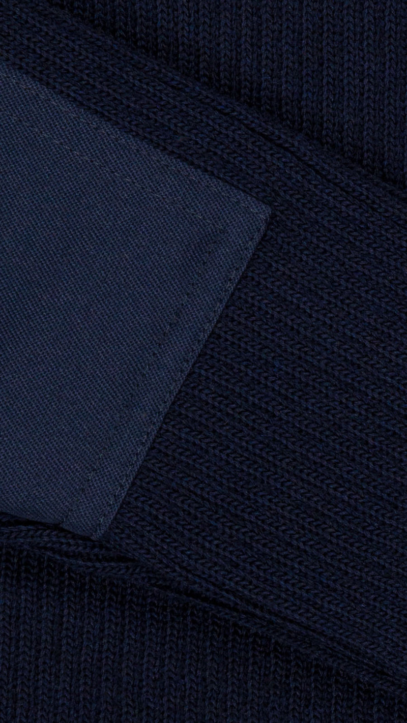 Cardigan Ayden en laine bleu marine LE MINOR X GABRIEL - détail tissu - Collection Automne Hiver 2025 - Maison Gabriel Paris