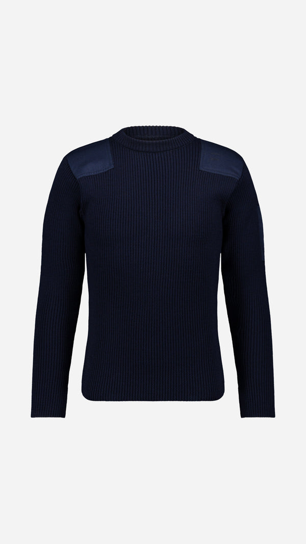 Cardigan Ayden en laine bleu marine LE MINOR X GABRIEL - Vue ghost face - Collection Automne Hiver 2025 - Maison Gabriel Paris