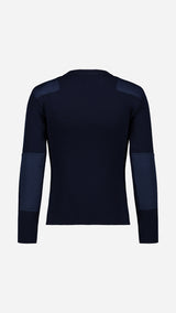 Cardigan Ayden en laine bleu marine LE MINOR X GABRIEL - Vue ghost dos - Collection Automne Hiver 2025 - Maison Gabriel Paris