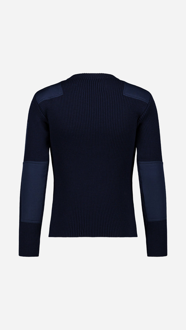 Cardigan Ayden en laine bleu marine LE MINOR X GABRIEL - Vue ghost dos - Collection Automne Hiver 2025 - Maison Gabriel Paris