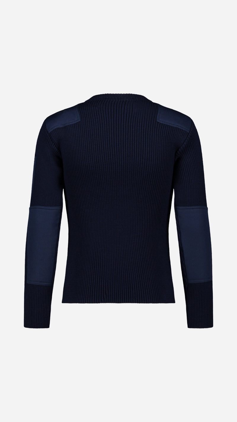 Cardigan Ayden en laine bleu marine LE MINOR X GABRIEL - Vue ghost dos - Collection Automne Hiver 2025 - Maison Gabriel Paris