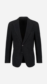 La veste droite Albert en bouclette de laine noire - vue de face - la Maison Gabriel Paris