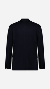 Veste droite Orso en laine et cachemire bleu marine - porté ghost vue de dos - Collection Automne Hiver 2025 - Maison Gabriel  Paris