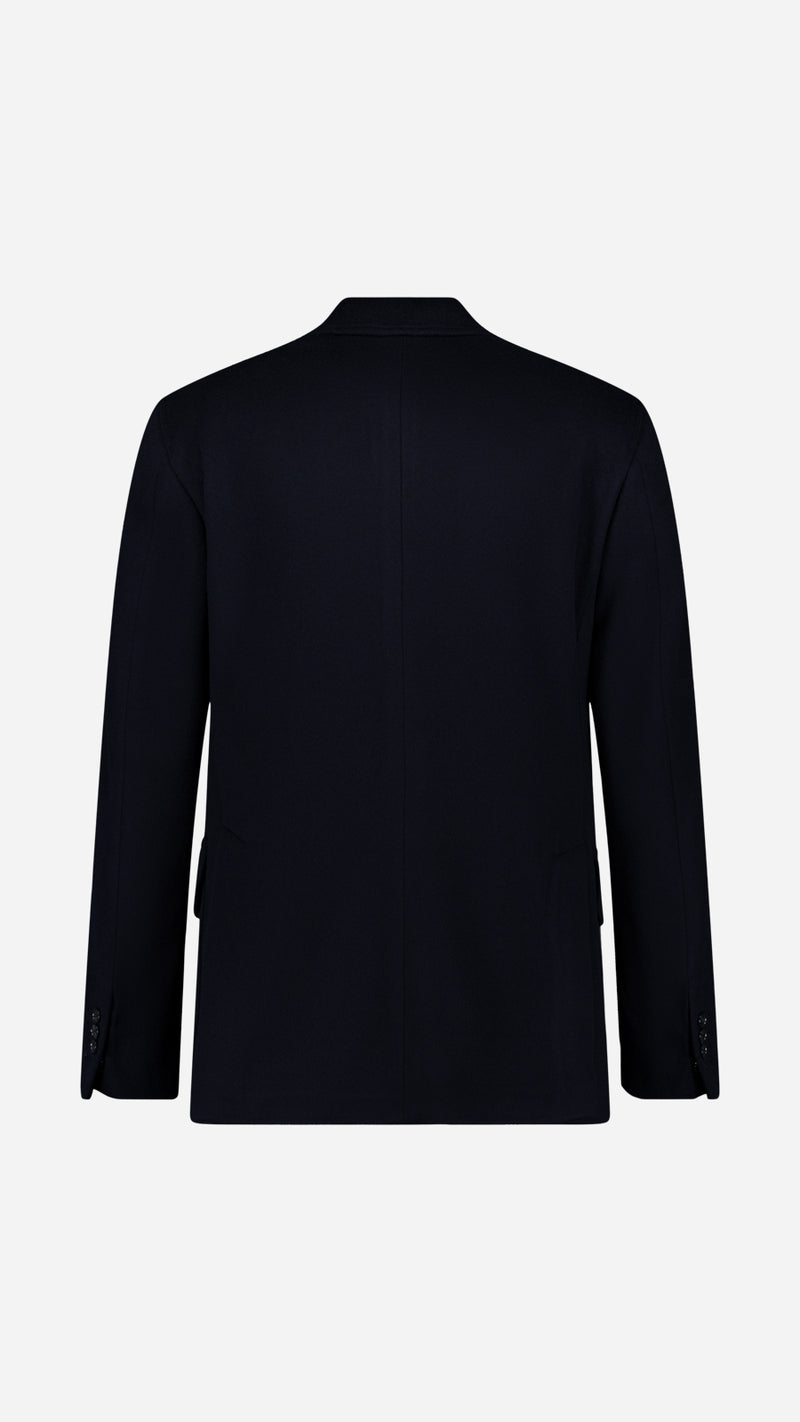 Veste droite Orso en laine et cachemire bleu marine - porté ghost vue de dos - Collection Automne Hiver 2025 - Maison Gabriel  Paris