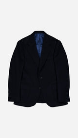 Veste droite Orso en laine et cachemire bleu marine - à plat - Collection Automne Hiver 2025 - Maison Gabriel Paris