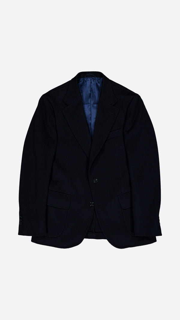 Veste droite Orso en laine et cachemire bleu marine - à plat - Collection Automne Hiver 2025 - Maison Gabriel Paris