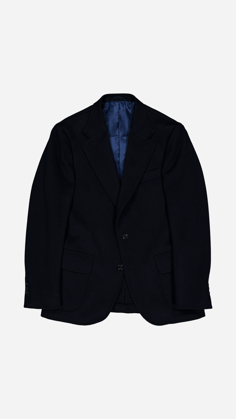 Veste droite Orso en laine et cachemire bleu marine - à plat - Collection Automne Hiver 2025 - Maison Gabriel Paris