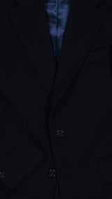 La veste droite Orso en laine et cachemire bleu marine - zoom tissu extérieur - Collection Automne Hiver 2025 - Maison Gabriel Paris