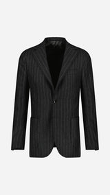 Costume droit Christophe : le flanelle gris à rayures tennis