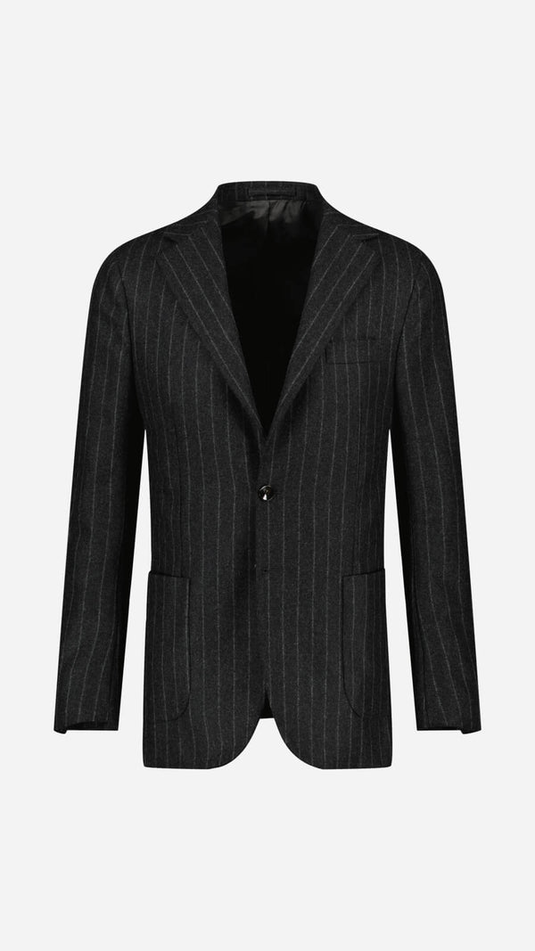 Costume droit Christophe : le flanelle gris à rayures tennis