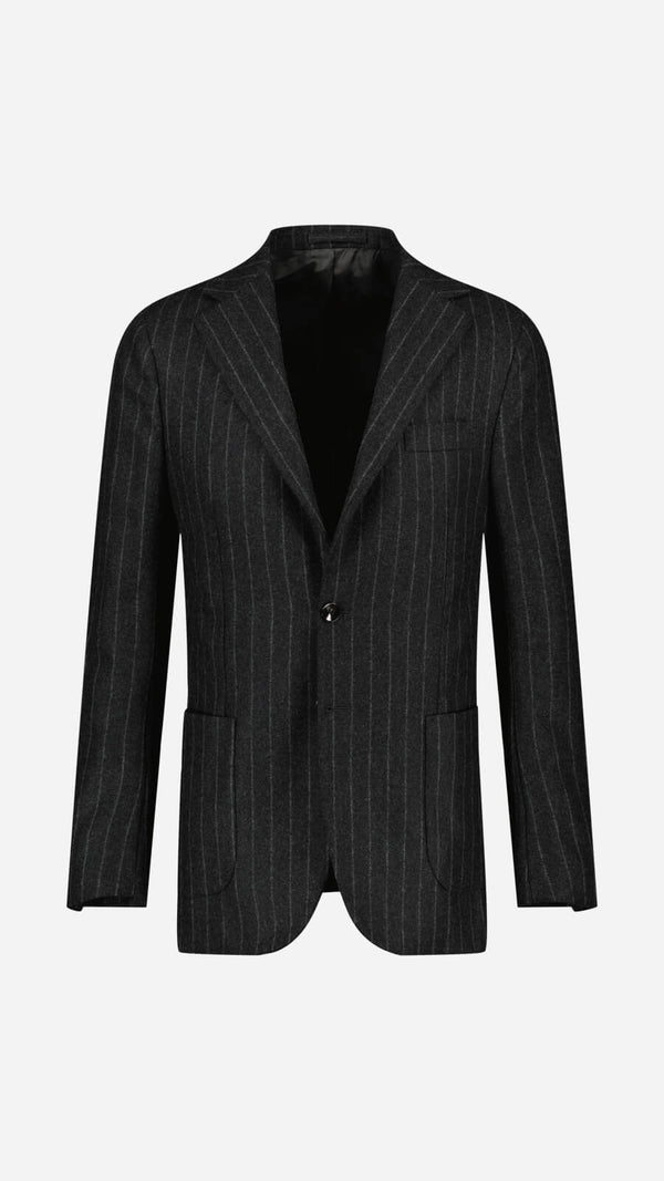 Single-breasted Christophe suit: grey pinstripe flannel