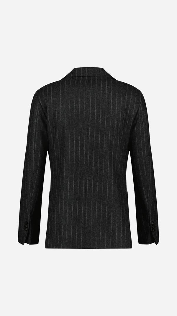 Costume droit Christophe : le flanelle gris à rayures tennis