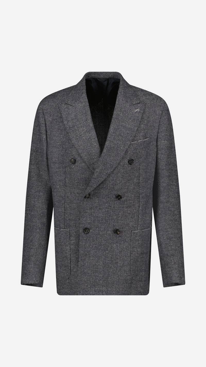 Costume croisé Maxime : le shetland gris chevrons
