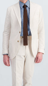 Single-breasted Pascal suit: beige striped seersucker