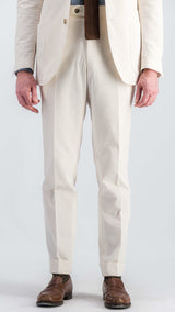 Single-breasted Pascal suit: beige striped seersucker