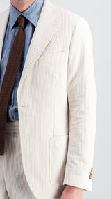 Single-breasted Pascal suit: beige striped seersucker