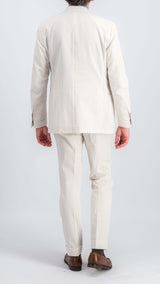 Single-breasted Pascal suit: beige striped seersucker
