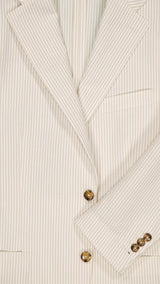 Single-breasted Pascal suit: beige striped seersucker