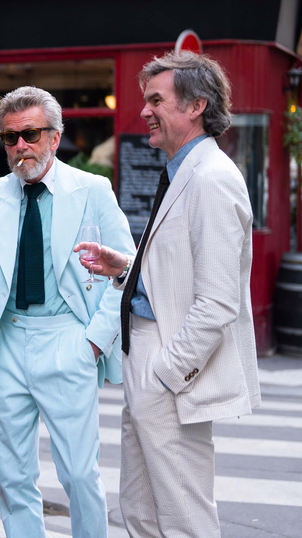 Costume droit Pascal : le seersucker à rayures beiges