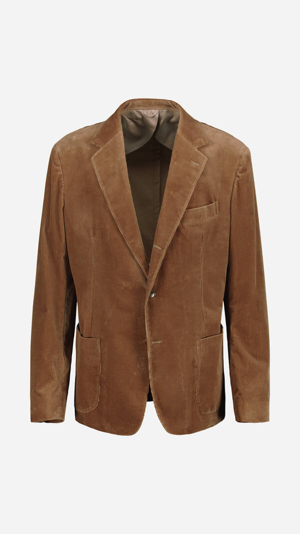 Single-breasted Pierrick suit: light brown corduroy