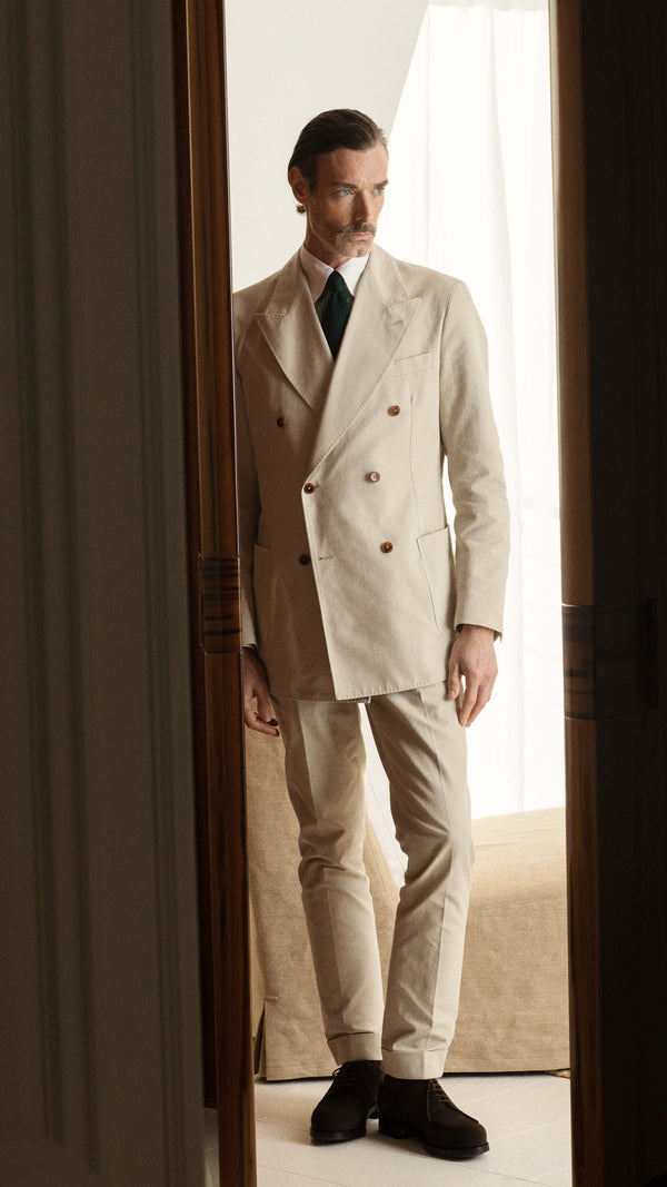 Costume croisé Richard : le coton lavé blanc cassé