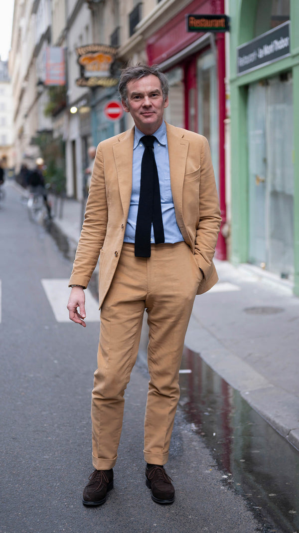Costume droit Valentin : le moleskine beige