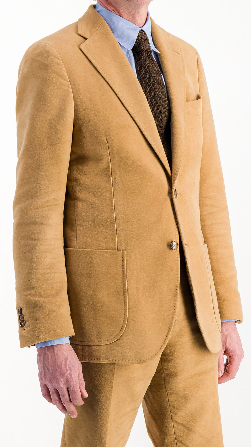 Single-breasted Valentin suit in beige moleskin