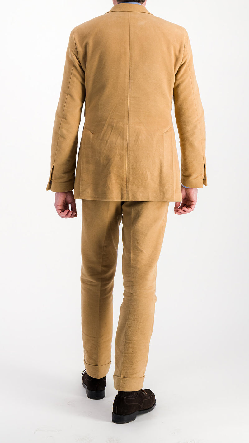 Single-breasted Valentin suit in beige moleskin