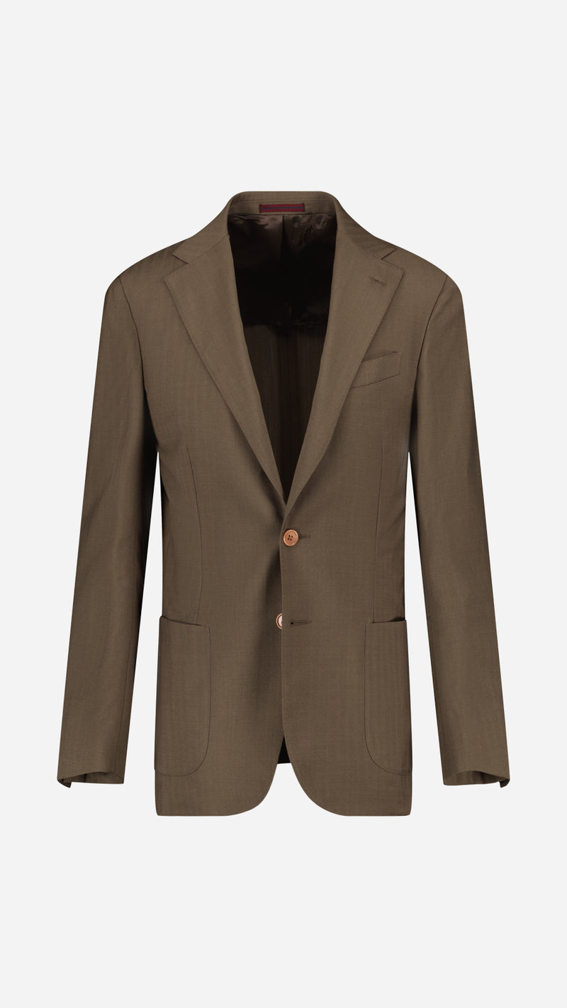 Single-breasted Mickael suit: brown solaro wool