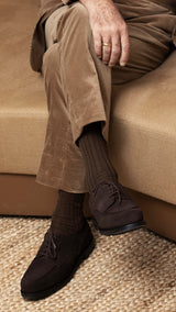 Chaussures WESTON X GABRIEL : le Derby Golf en cuir veau velours marron
