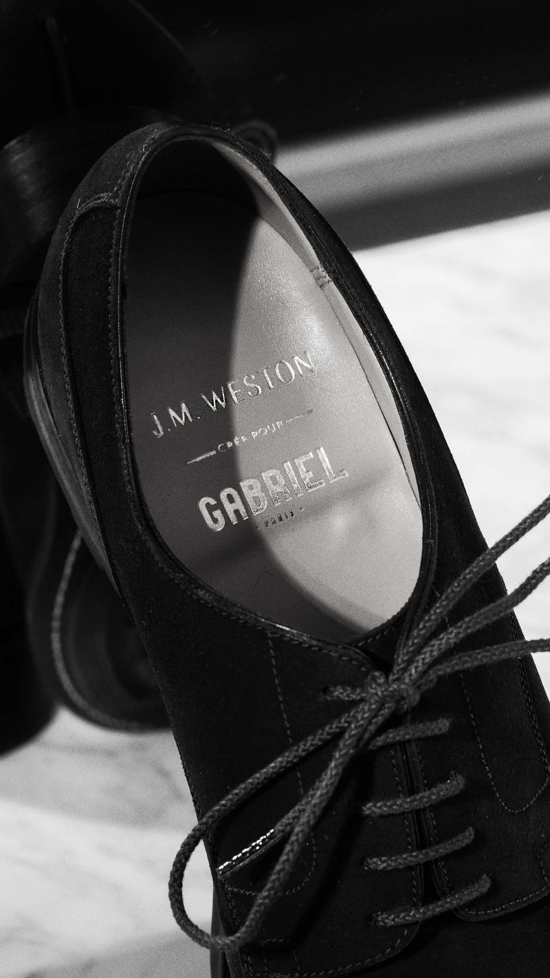Chaussures WESTON X GABRIEL : le Derby Golf en cuir veau velours marron