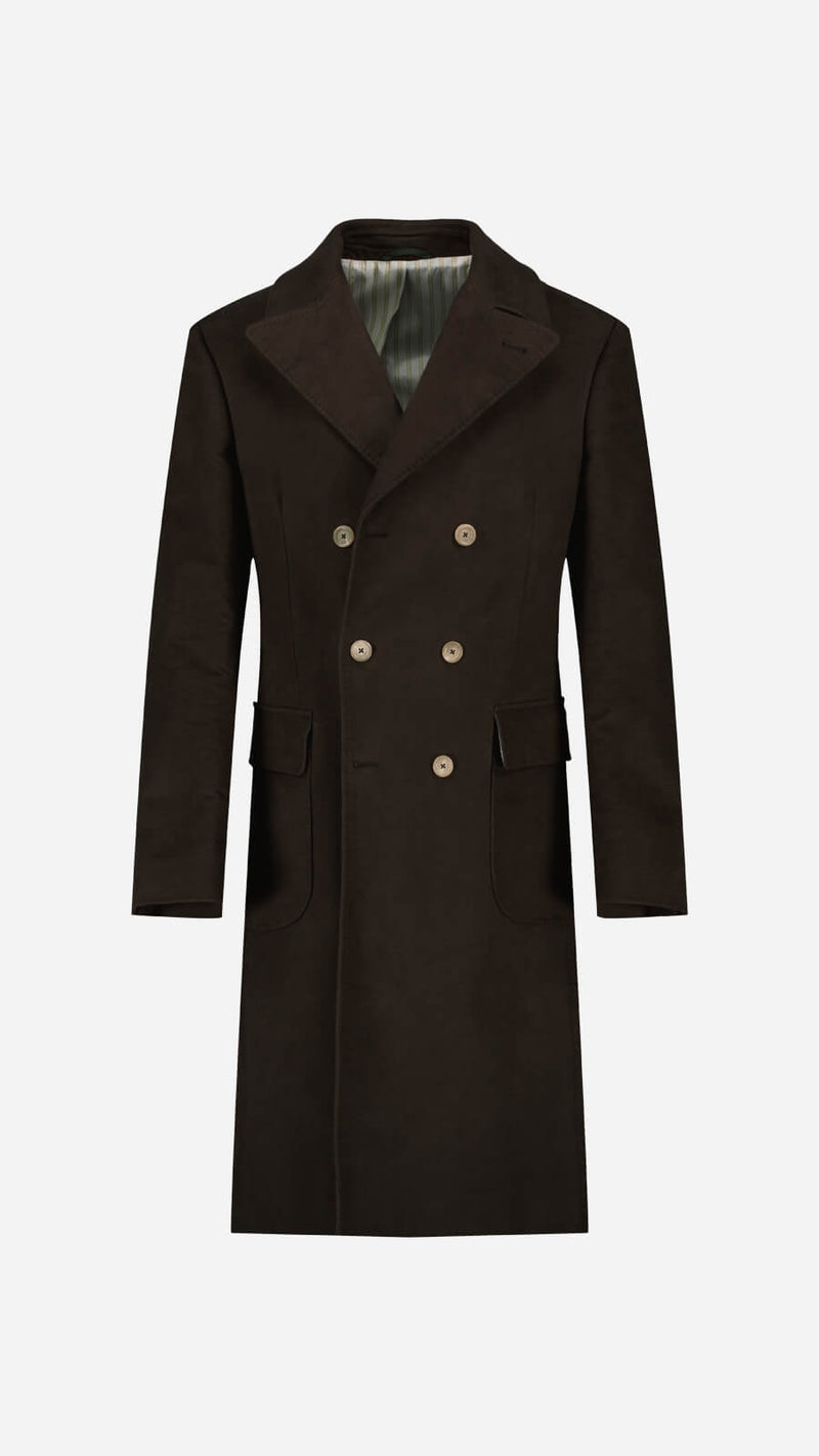 The Éllie coat: chocolate brown moleskin