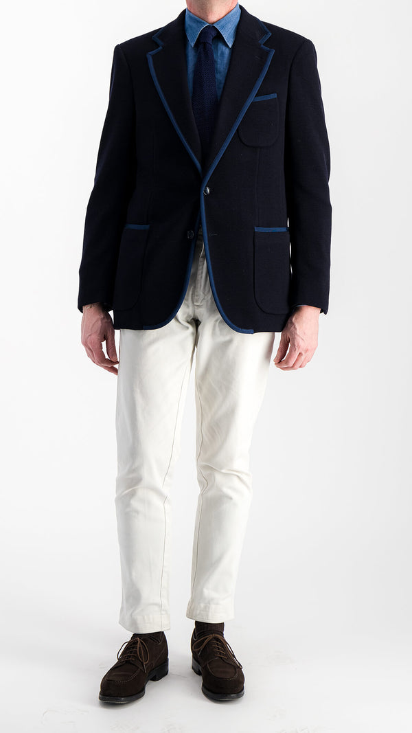 Veste Laurent : la jersey laine bleue marine à galons