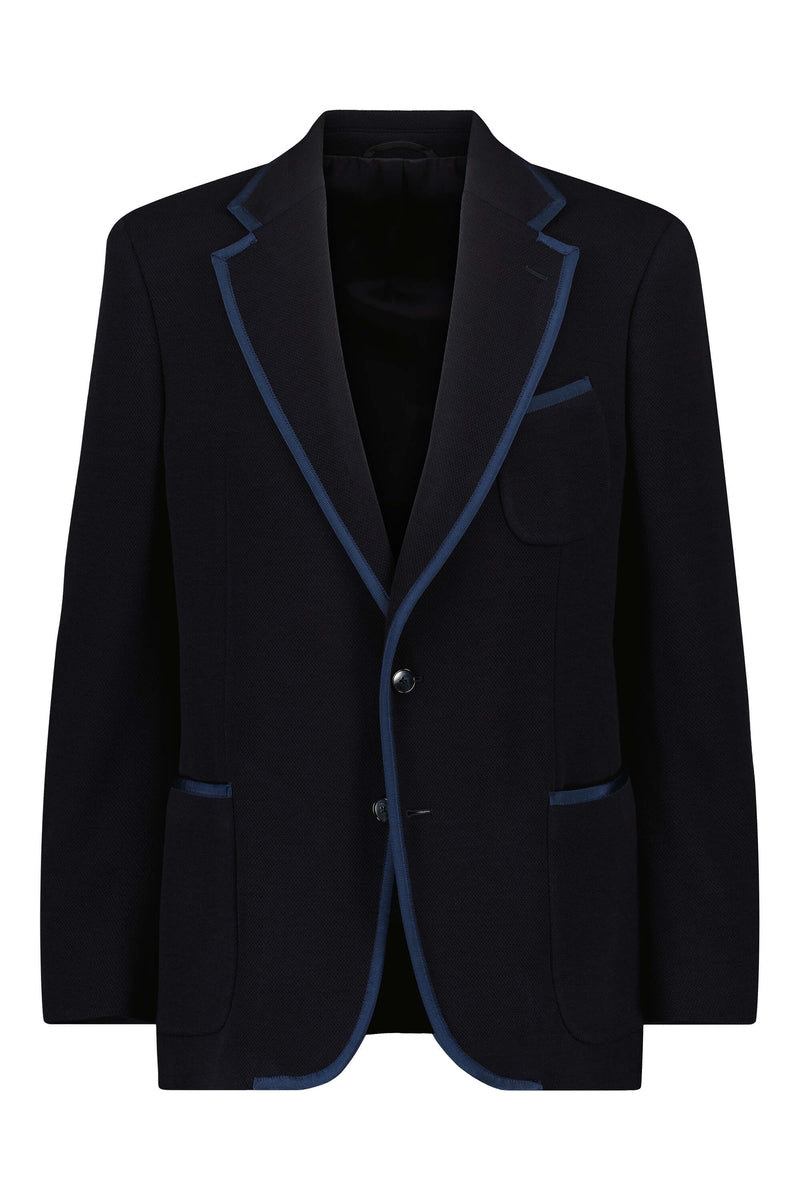 Veste Laurent : la jersey laine bleue marine à galons