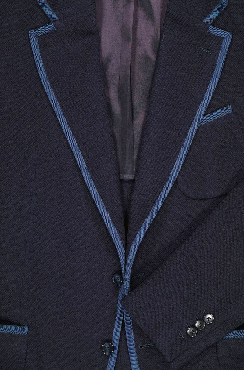 Laurent jacket: edged navy blue jersey wool