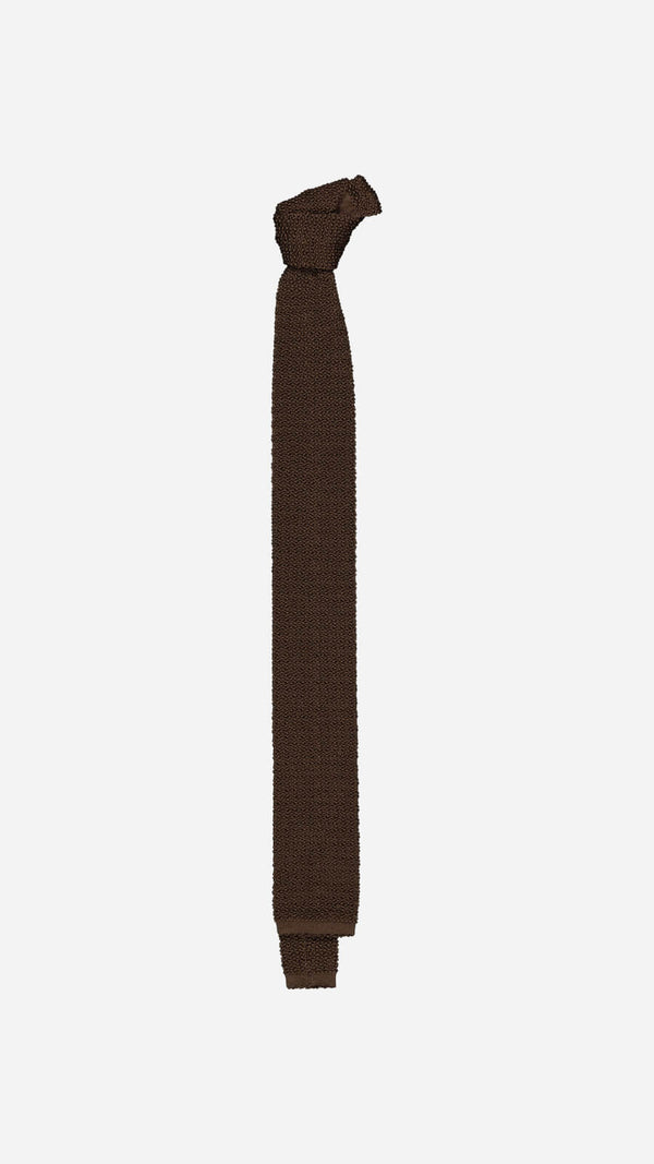 Cravate Leopold : la tricot de soie marron