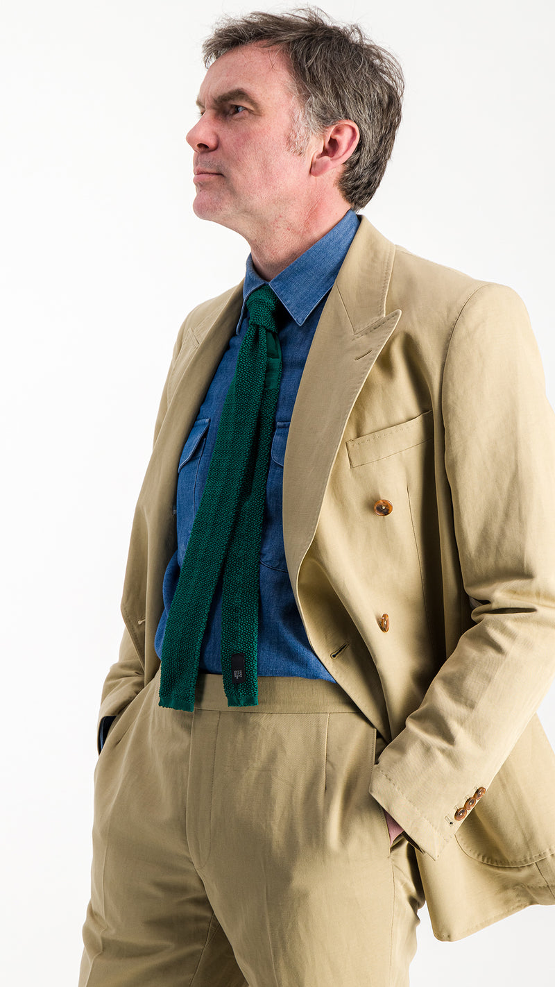 Cravate Leopold : la tricot de soie vert émeraude