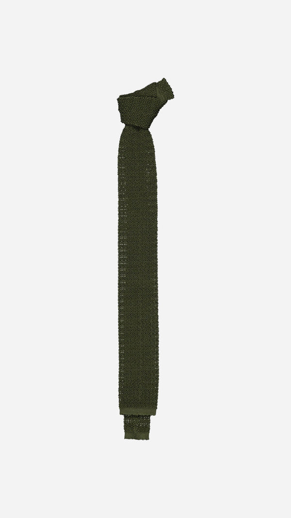 Cravate Leopold : la tricot de soie kaki